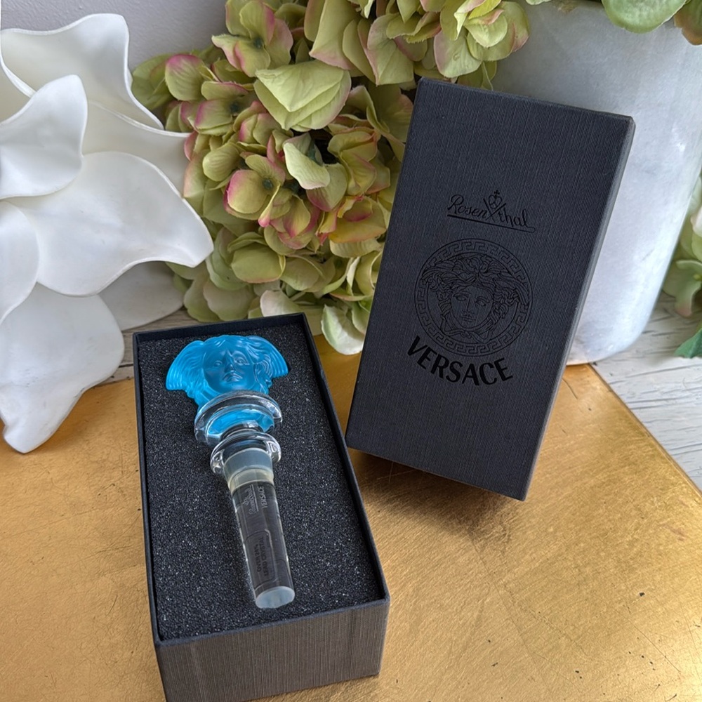 NIB! Versace Rosenthal Crystal Wine Stopper